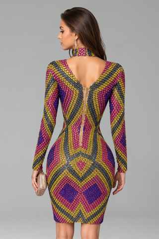 Geometric Jewel Mini Dress