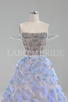 Crystal Beaded Floral Ball Gown - LAROSABRIDE