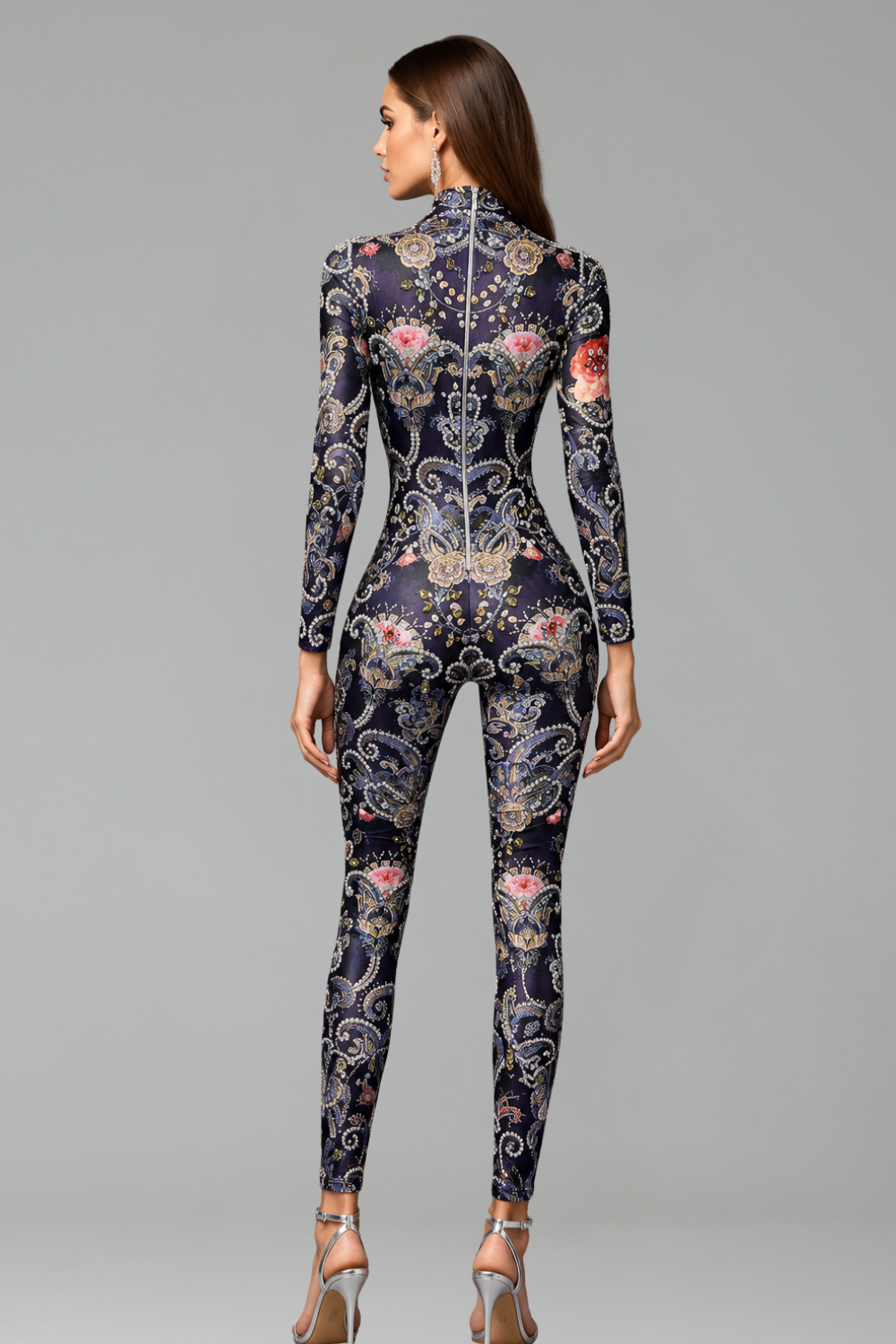 Baroque Floral Illusion Catsuit - LAROSABRIDE