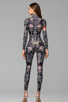 Baroque Floral Illusion Catsuit - LAROSABRIDE