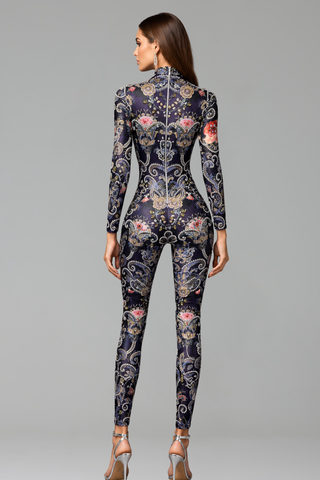 Baroque Floral Illusion Catsuit