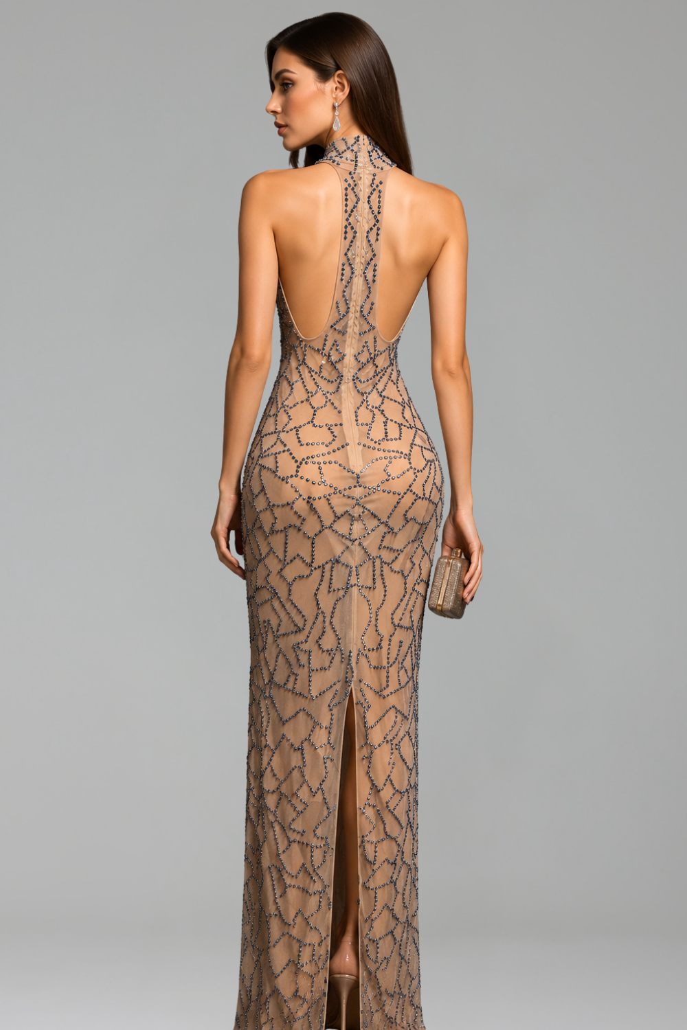 Midnight Sapphire Illusion Gown - LAROSABRIDE