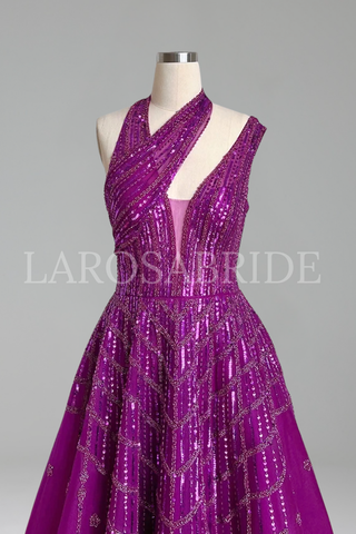 Beaded Lilac Evening Gown