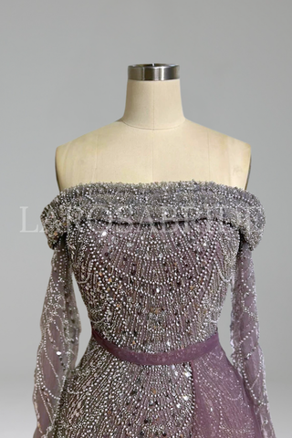 Boat Neck Mermaid Overskirt Dress