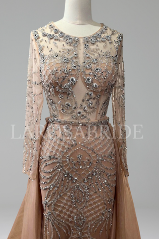 Beaded Mermaid Detachable Overskirt Dress