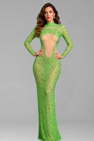 Crystal Cutout Sheath Gown