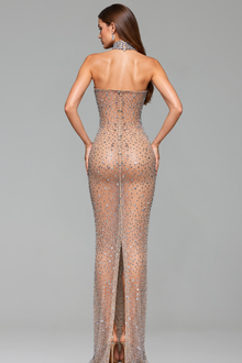 Crystal Illusion Halter Gown - LAROSABRIDE