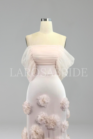 Off Shoulder Floral Mermaid Dress - LAROSABRIDE