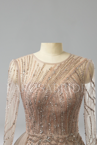 O-Neck Beaded Mermaid Gown - LAROSABRIDE
