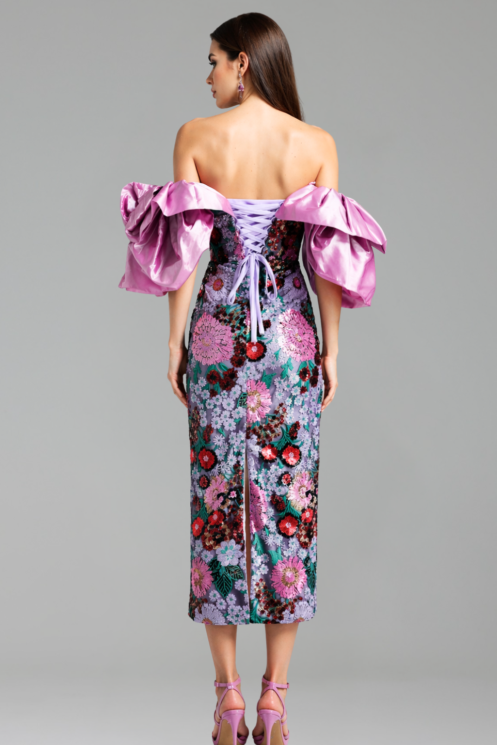 Floral Embroidered Strapless Midi Dress - LAROSABRIDE