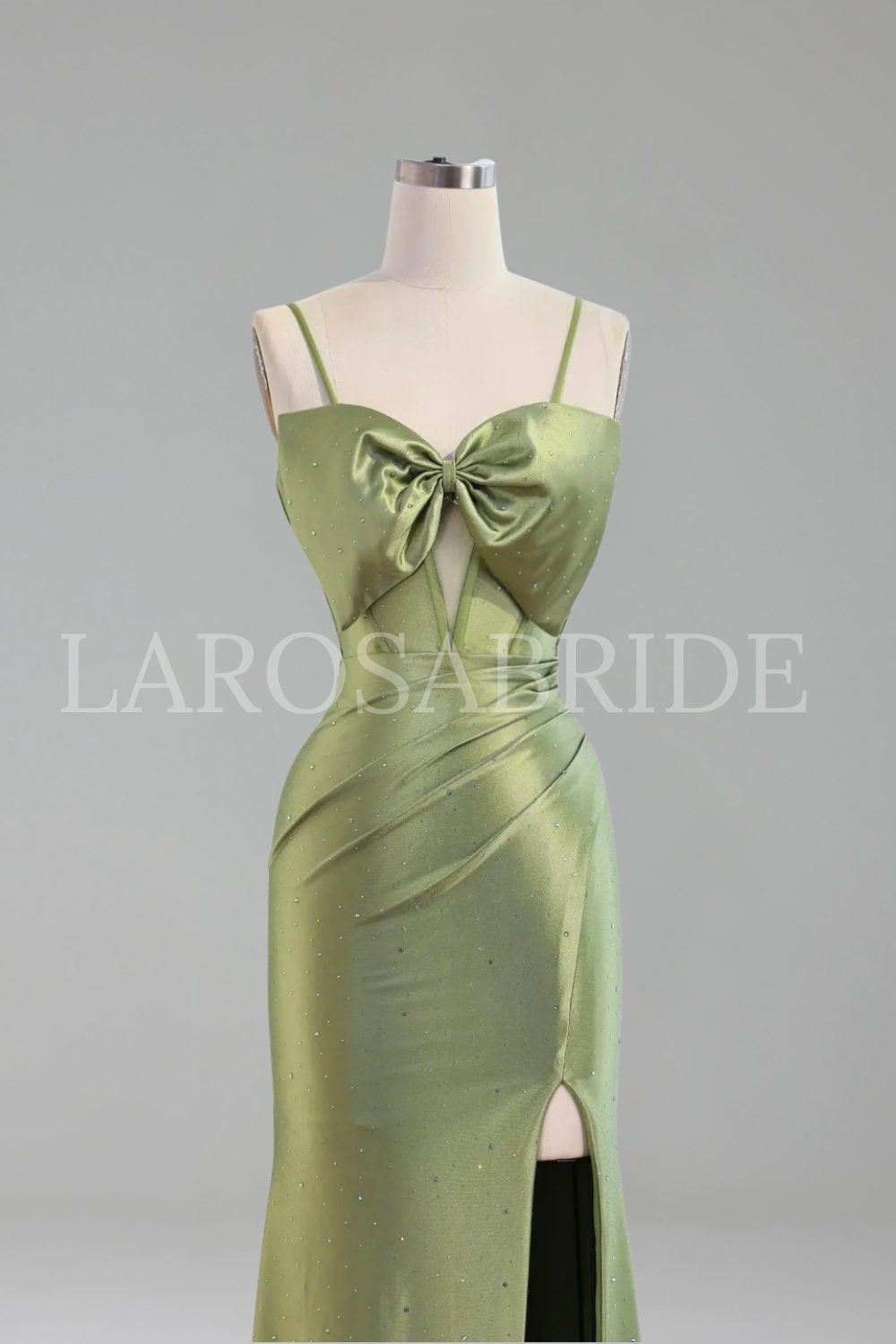 Dress Bow Rhinestone High Split Party - LAROSABRIDE