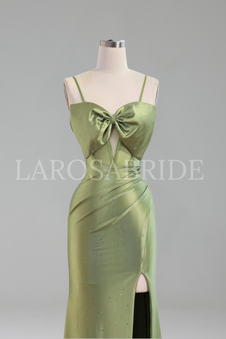 Dress Bow Rhinestone High Split Party