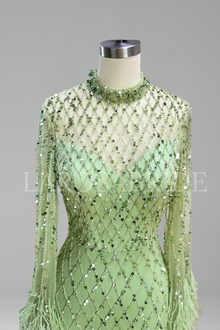 Beaded Feather Mermaid Dress - LAROSABRIDE