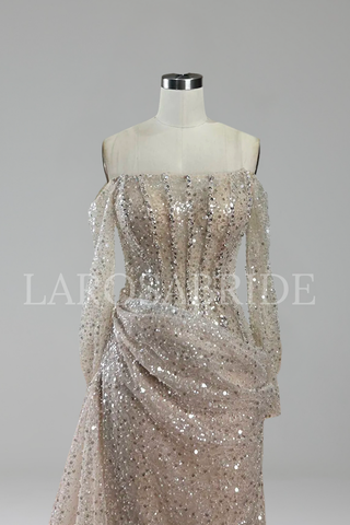 Strapless Beaded Mermaid Dress - LAROSABRIDE
