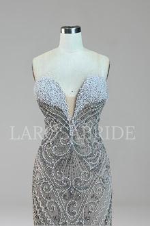 Strapless Pearl-Beaded Mermaid Dress - LAROSABRIDE