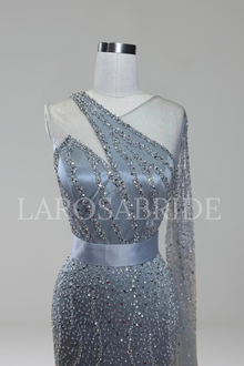 Feather Beaded Mermaid Dress - LAROSABRIDE