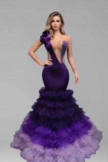 One-Shoulder Ruffle Mermaid Dress - LAROSABRIDE