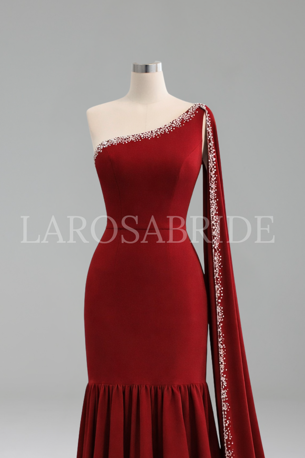 One Shoulder Cape Sleeve Gown - LAROSABRIDE