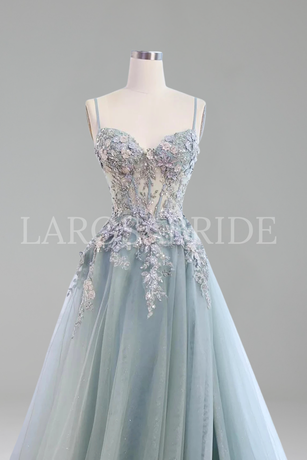 Appliqu� Beaded A-Line Split Gown - LAROSABRIDE