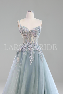 Appliqu� Beaded A-Line Split Gown - LAROSABRIDE