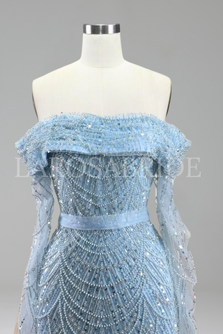 Boat Neck Mermaid Overskirt Dress