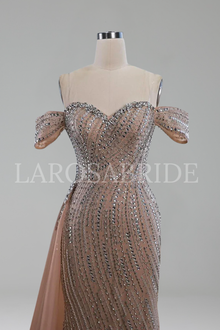 Nude Beaded Mermaid Gown - LAROSABRIDE