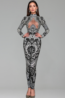 Baroque Crystal Illusion Jumpsuit - LAROSABRIDE