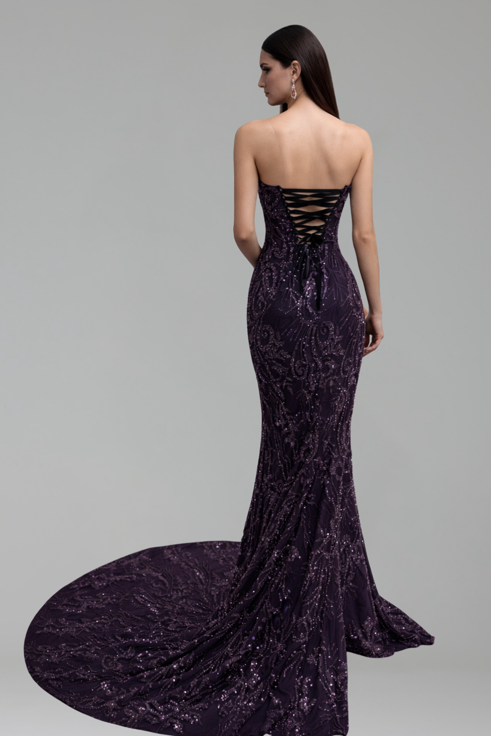 Elegant Purple Sequin Evening Gown - LAROSABRIDE