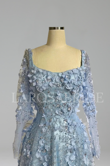 Lace Up Beaded A-Line Dress - LAROSABRIDE
