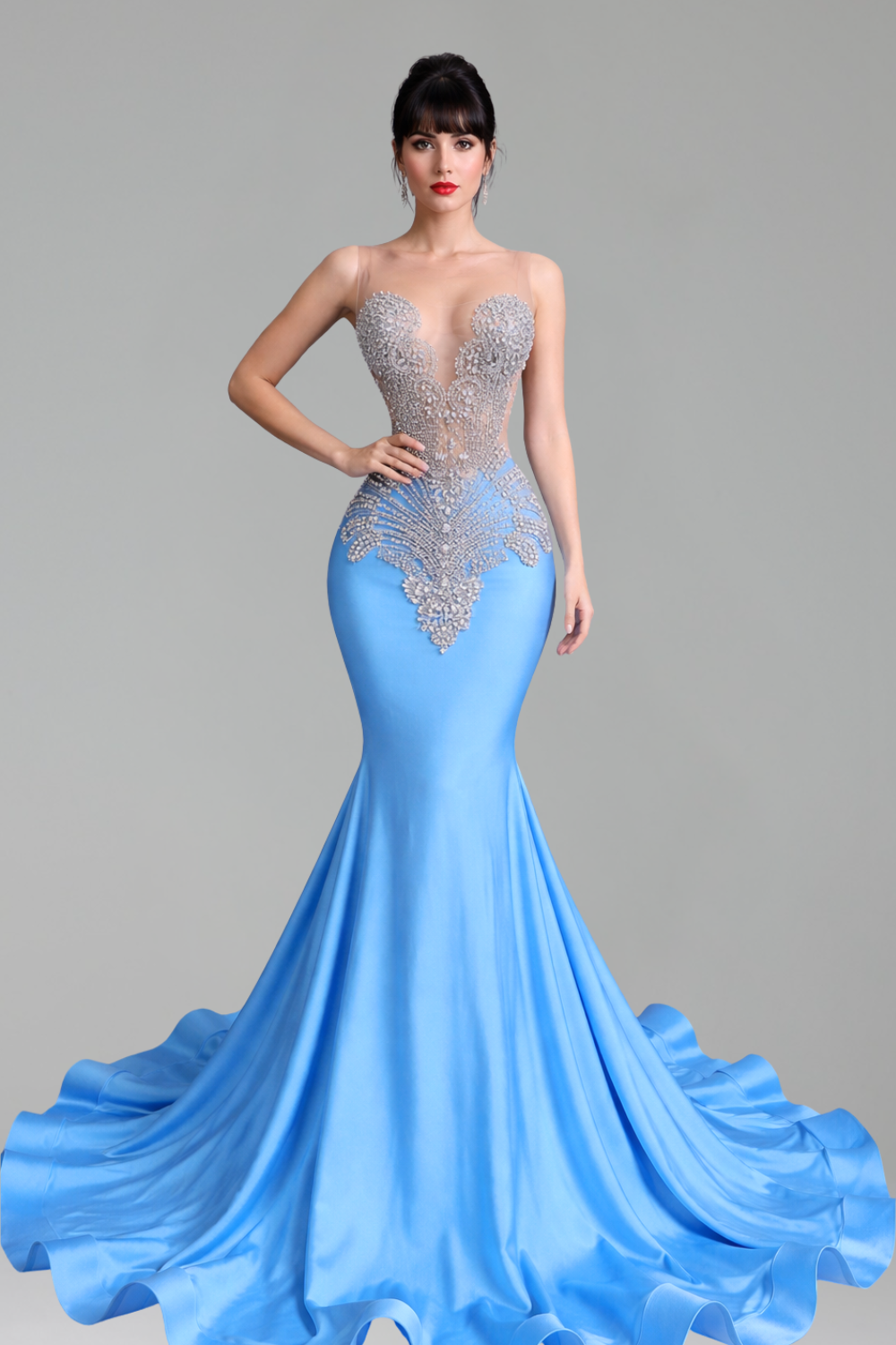 Embellished Mermaid Evening Gown - LAROSABRIDE