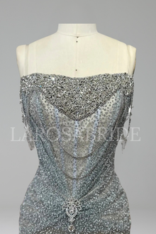 Beaded Crystal Strapless Dress - LAROSABRIDE