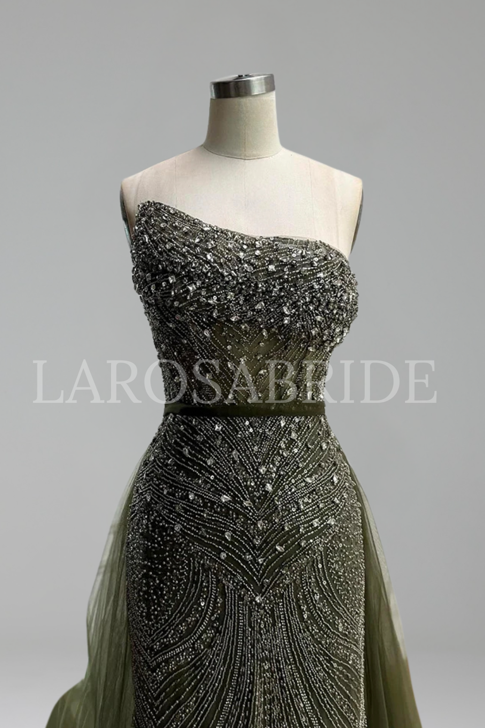 Beaded Dress with Detachable Overskirt - LAROSABRIDE