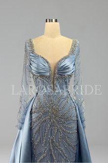 Beaded Long Sleeve Dress - LAROSABRIDE