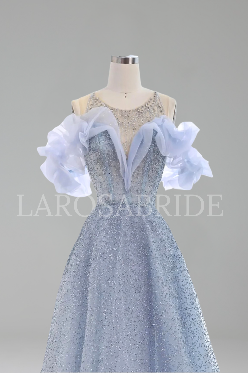 A-Line Evening Dress with Ruffle Sleeves - LAROSABRIDE