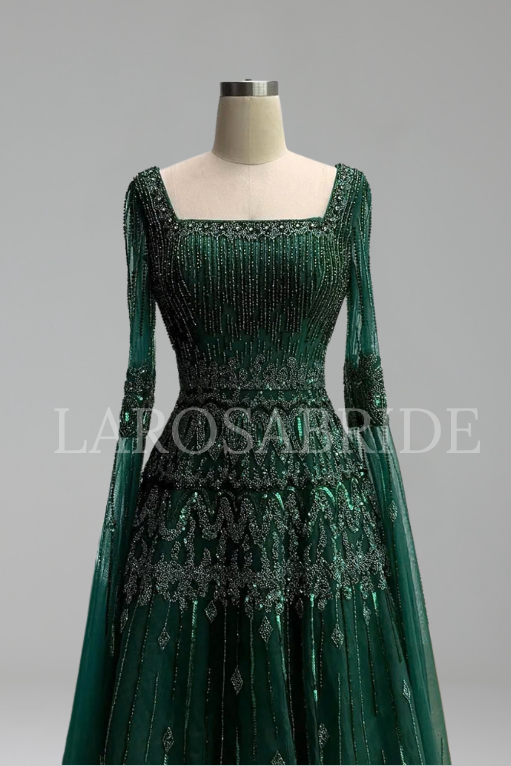 Beaded A-Line Cape Dress - LAROSABRIDE