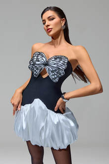 Butterfly-Bodice Bubble Mini Dress-Larosabride