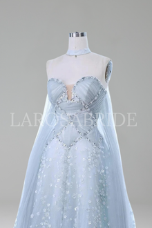 A Line Floral Evening Dress - LAROSABRIDE