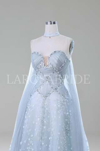 A Line Floral Evening Dress - LAROSABRIDE