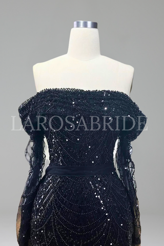 Boat Neck Mermaid Overskirt Dress