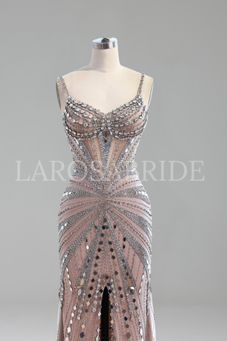 Corset Beaded Mermaid Prom Gown