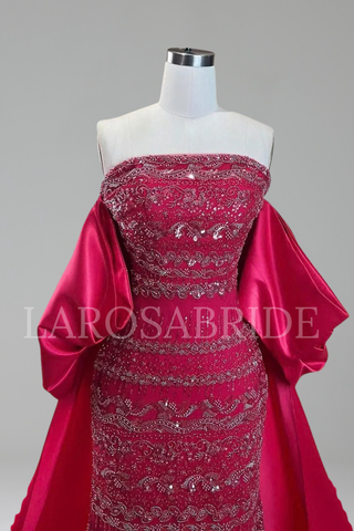 Plus Size Beaded Mermaid Gown - LAROSABRIDE