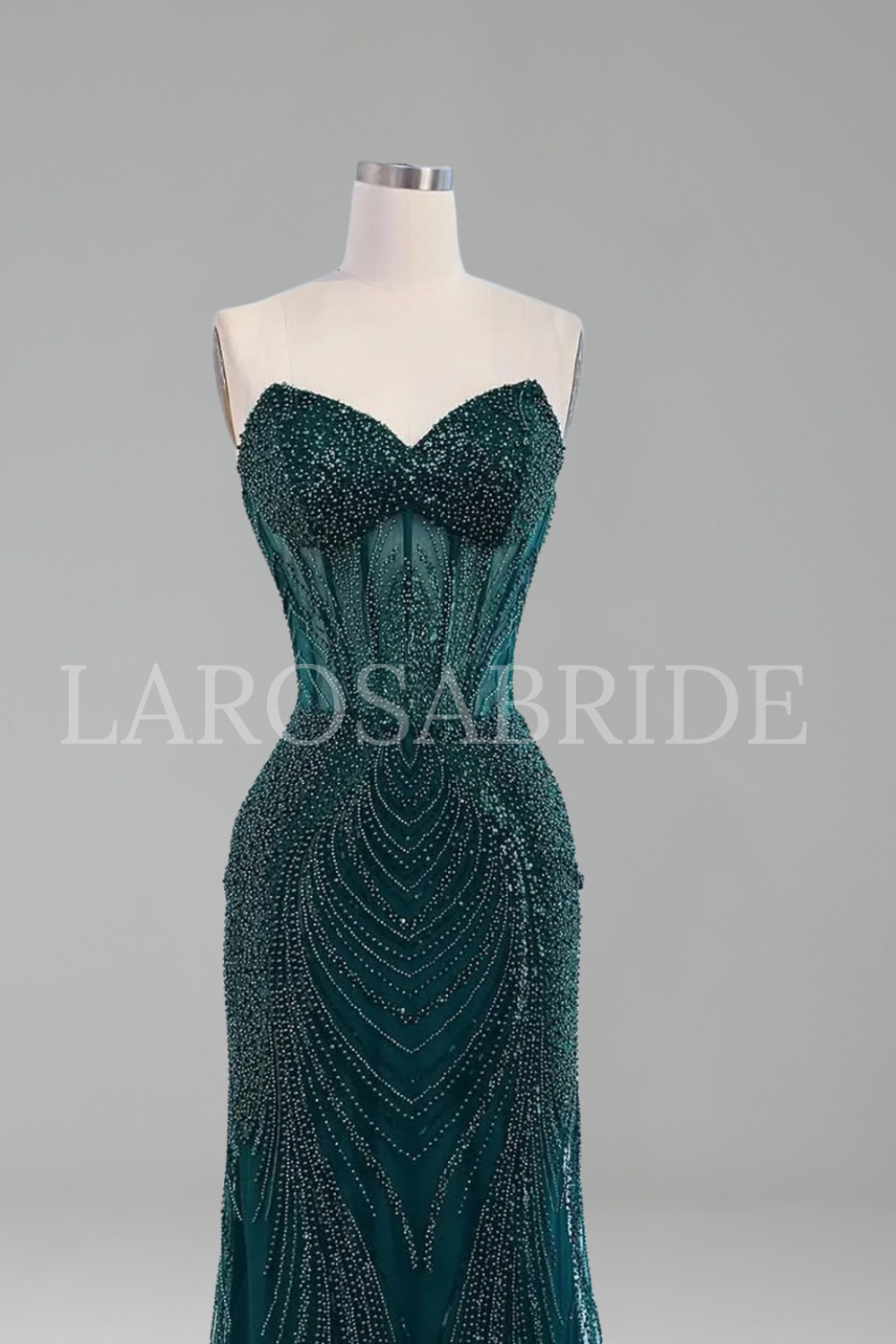 Beaded Strapless Mermaid Evening Dress - LAROSABRIDE