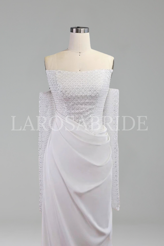 White Beaded With Detachable Sleeves