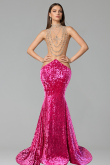 Velvet Mermaid Cutout Chain Gown - LAROSABRIDE