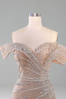 Beaded Mermaid Split Evening Dress - LAROSABRIDE