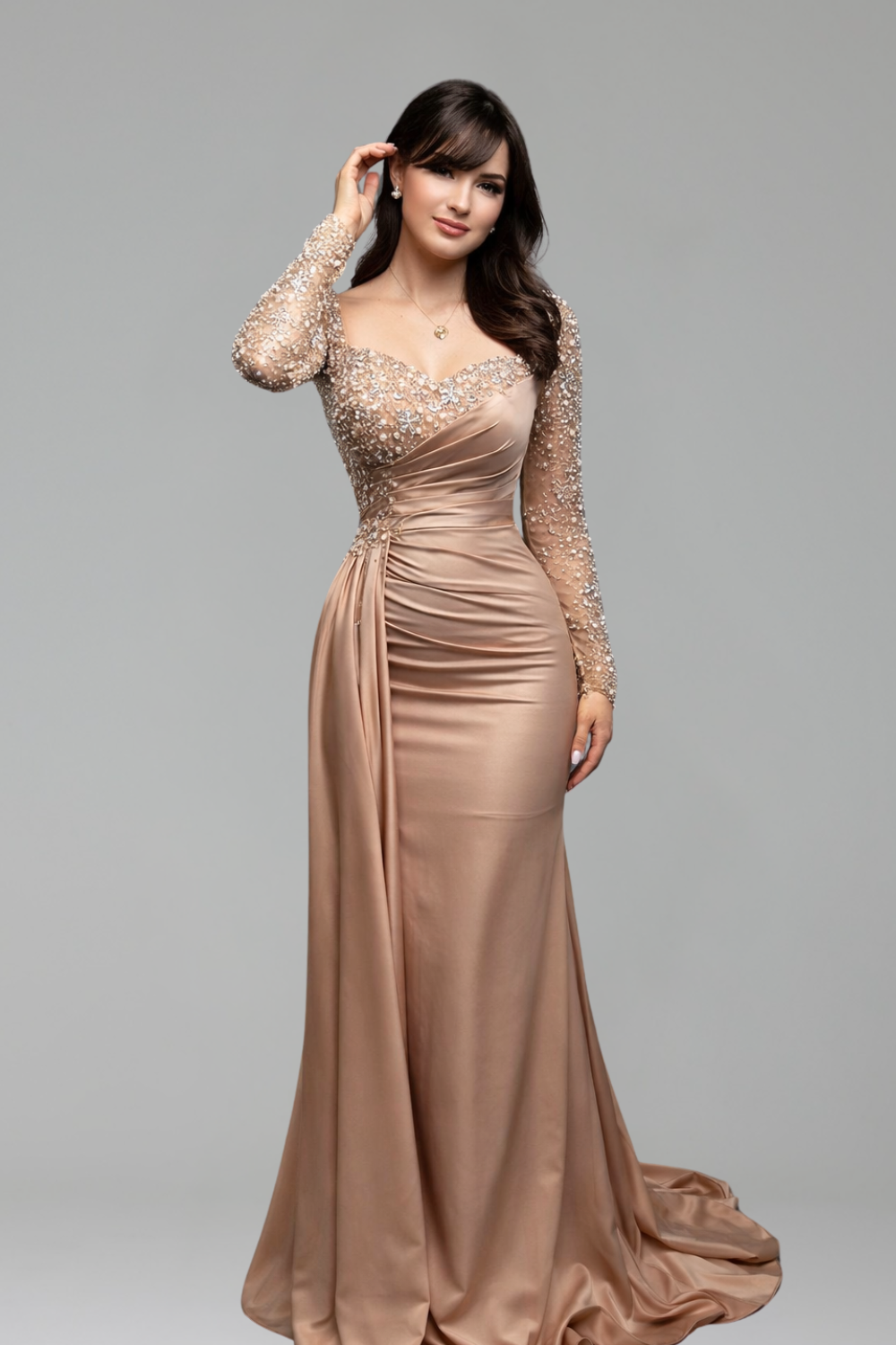 Sweetheart Beaded Overskirt Dress-Larosabride