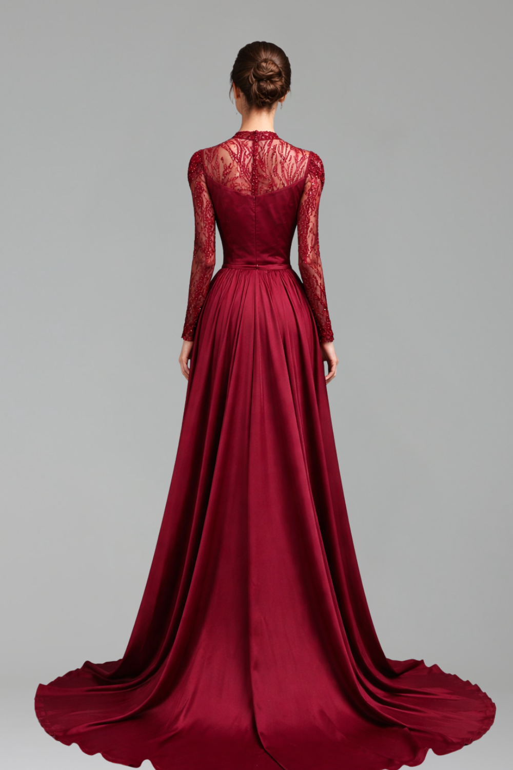 Lace Beaded Satin Mermaid Dress-Larosabride