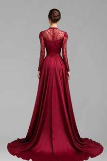 Lace Beaded Satin Mermaid Dress-Larosabride