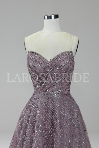 Beaded A-Line Evening Gown - LAROSABRIDE