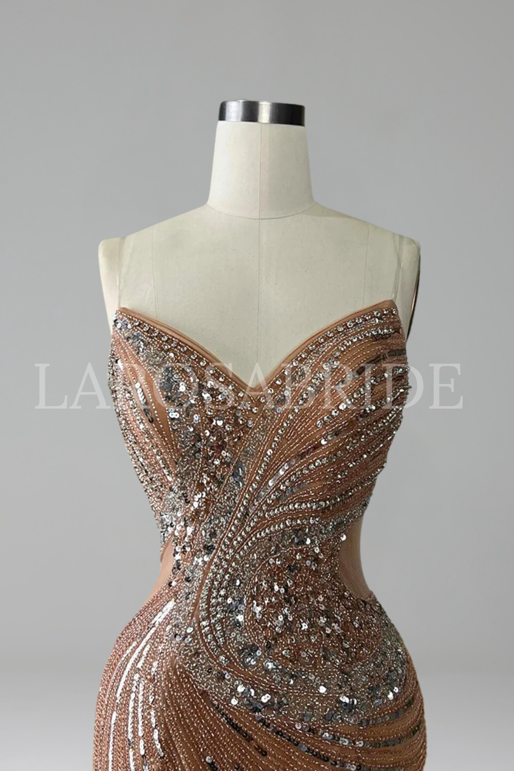 Beaded Mermaid Split Evening Dress - LAROSABRIDE